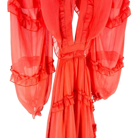 VICI X Fate | NWT XL Peach Cutout Dress Lace Back Ruffle - Picture 5 of 12